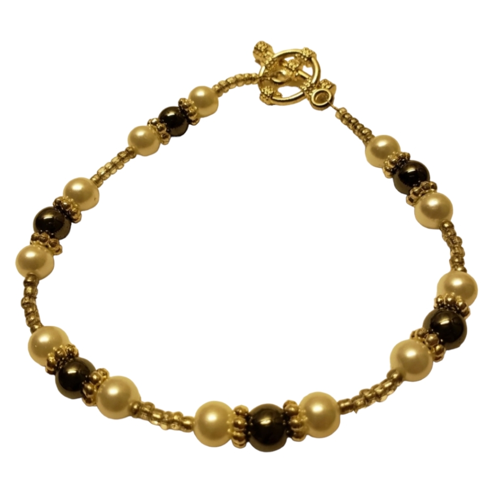 Wisconsin Monarch's Silver Beaded Bracelet